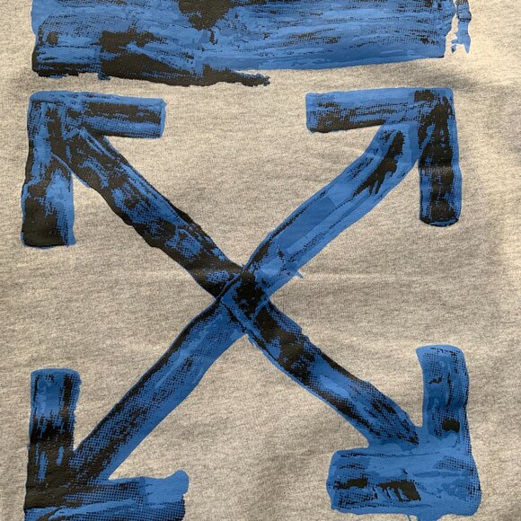 Designer Off White Grey Crew Neck Sweater Long Sleeve, with X on Back - Picture 4 of 6